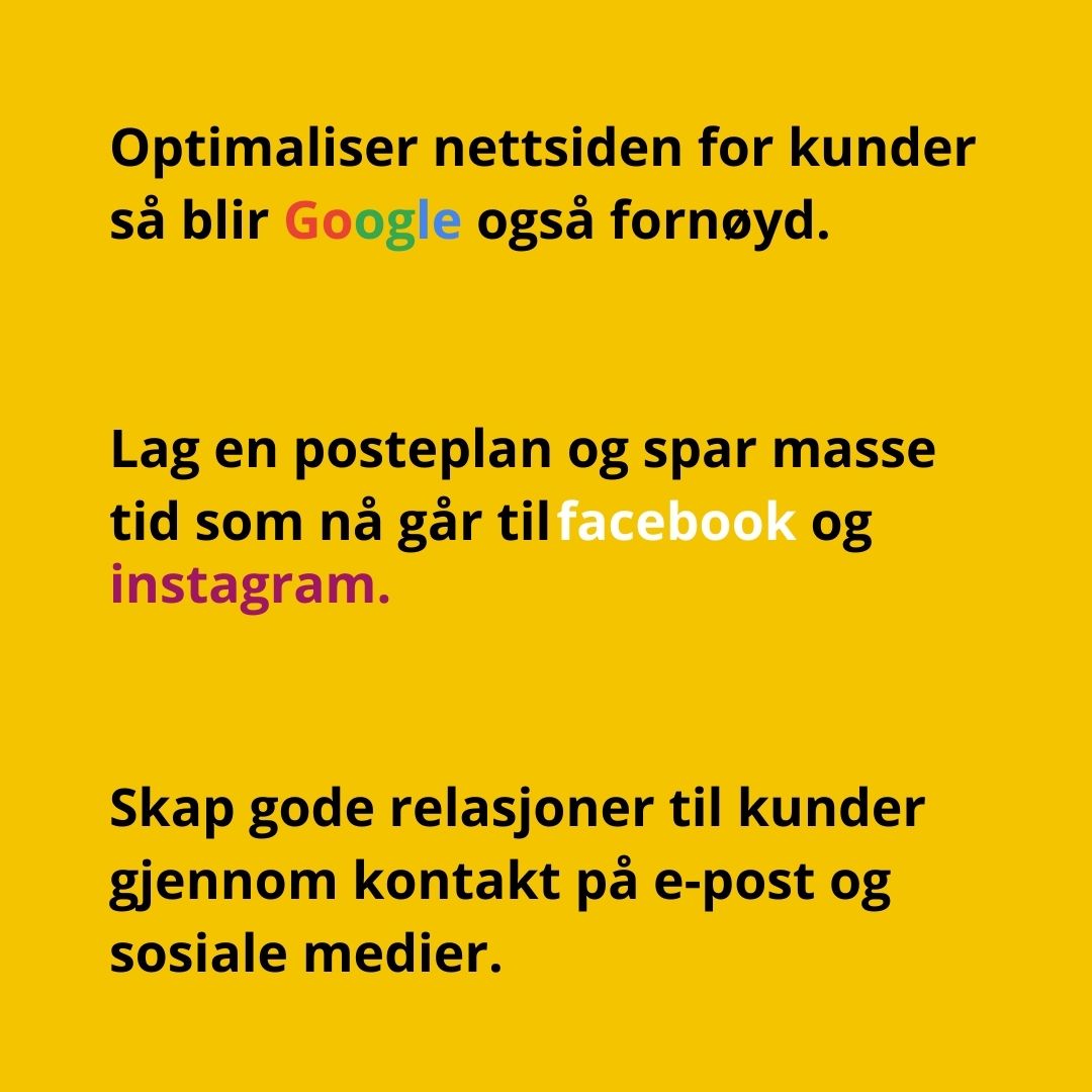 Gul plakat med teskt om digital markedsføring.